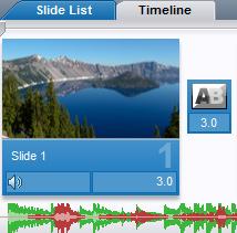 189 1. Double-click on the slide to which you want to add a Slide Sound. 2. In Slide Options, locate the Background + Sound area on the bottom left side and click the Slide Sounds tab. 3.