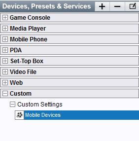 324 16. Creating Video Output 7. Choose the Audio Settings which work best for your device or video type. Click Save to add the new profile to your library of presets.