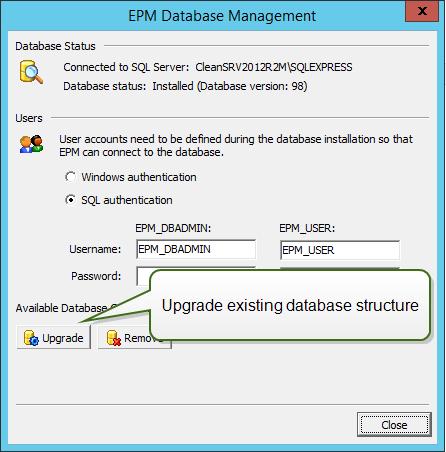 If you have troubles upgrading the database and see error messages such as Database install operation failed.