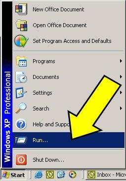 Exit the software into Windows XP 2. Open the Start Menu 3. Press RUN 4. Type CMD 5.
