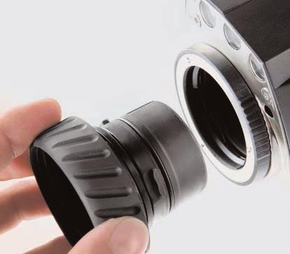 The lens interchangeability is a testo exclusive in this class of imager. Simply change the lens 3.