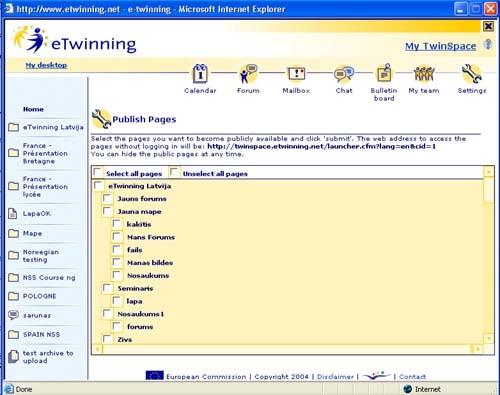 Publish the TwinSpace The TwinSpace provides tools for creating real web sites.