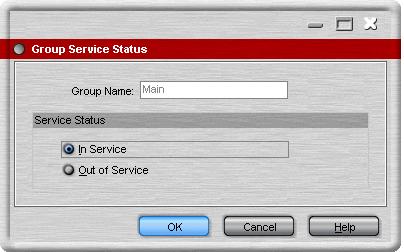 2.1.2 The Group Service Status Form You can change a hunt group's status between In Service or Out of Service.