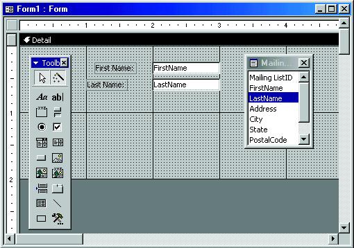 Lab Manual Figure 11: Adding controls to the form A form is a customized way of viewing, entering and editing records in a database.