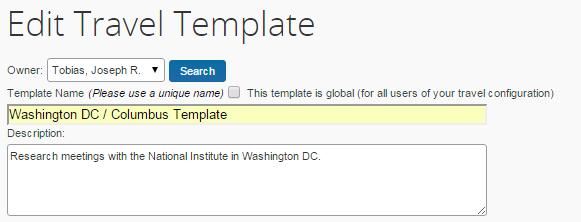 Creating a Template from one of your Trips: First access your Trip Library and select the trip you wish to use to create the template. Under the Trip Overview section, select Create Template.
