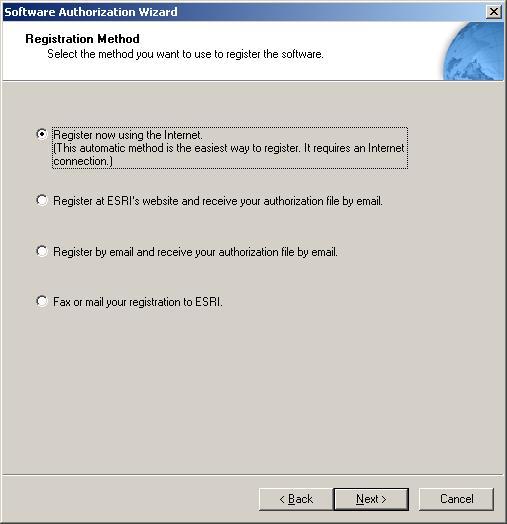 1. I have installed my software and need to register it. Select this option if you do not have an authorization file already. There are several methods to provide your registration information.