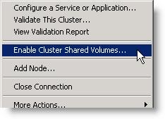 The distributed volume on VPLEX Geo is presented to the nodes on both sites. A basic volume is created, formatted with NTFS on one of the nodes, and then added to the cluster.