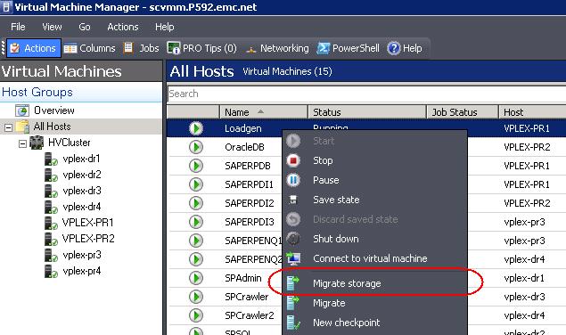 Microsoft SCVMM configuration If you need to move the virtual machine disk to a different volume, the Migrate