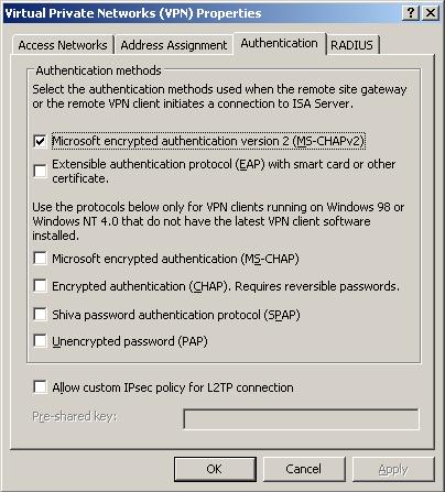 66 etoken and ISA Server 2006 CHAPTER 3 7 Select the Address Assignment tab. 8 Click Add. 9 Select VPN address pool.