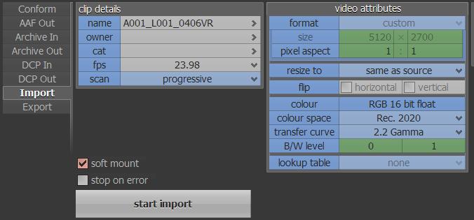 Wide Color Gamut (WCG) support with Native Color space on disk Rushes and edits can now be stored in the library in the color space