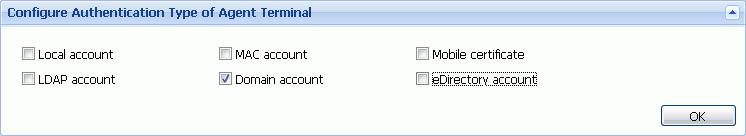 2. On the left menu bar, choose Terminal > Global Parameters. The Configure Authentication Type of Agent Terminal dialog box is displayed, as shown in Figure 2-9.