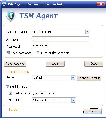 Figure 2-32 Advanced settings of the TSM agent 5. Click Login.