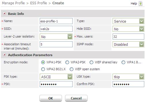 4 WLAN Network Management NOTE Click to modify parameters of the radio profile. Configuring an ESS Profile 1. Choose Network Application > WLAN Management. 2.