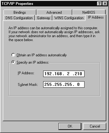 RadioRA #127: Troubleshooting - Continued 4. On the IP Address tab, select the "Specify an IP address:" option. 5. Type a valid IP Address and Subnet Mask, as shown below.