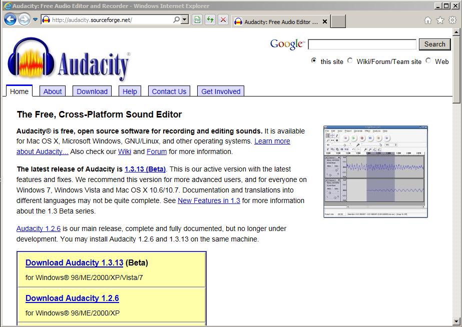 First, get Audacity. Head for http://audacity.sourceforge.net. Audacity is a cross-platform sound editor.