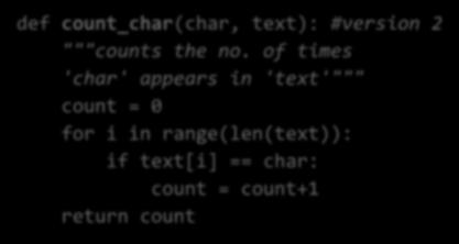 def count_char(char, text): #version 2 """counts the no.