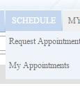 your inbox and to compose new messages. Schedule This will display a dropdown to view or request appointments.