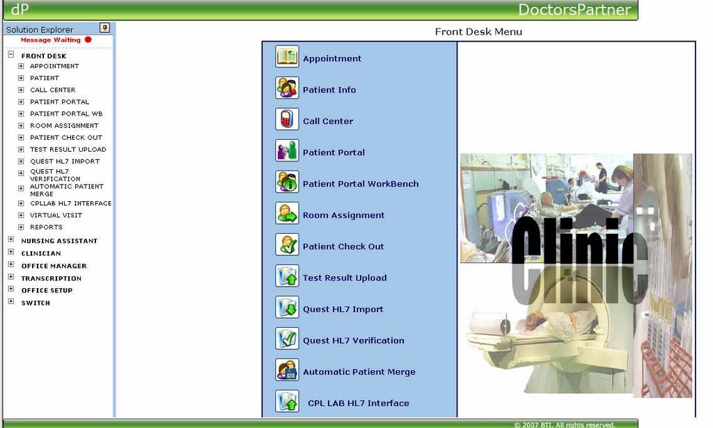Accessing the patient portal from Doctors partner Front Desk Menu To access