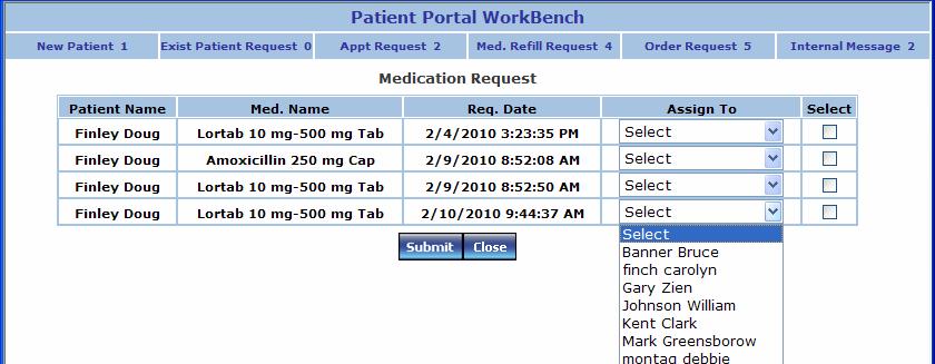 Patient Medication Refill Request You can view Patient medication refill requests from this screen.