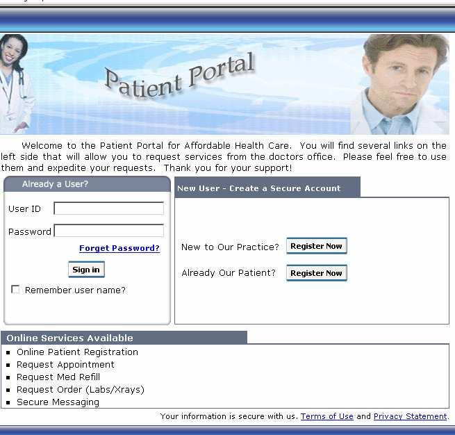 1) For a New patient To Log In to the Patient