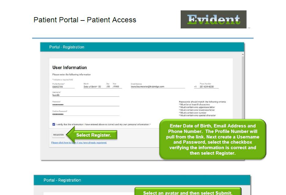 How to Register for CRHC s Patient Portal: A Step-by-Step Process Step 1 You will receive an email invitation to create your Patient Portal account.