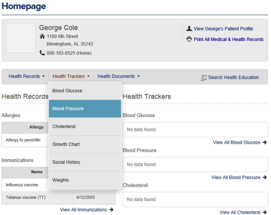 How To Use Health Trackers The information in your Health Information Summary that you can add is stored in the Health Trackers section.