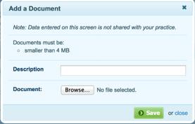 Under Documents, click the Upload a Document link. Click Browse and find the document you would like to upload.
