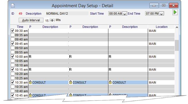 You need to work at the Appointment Day Setup level (Figure 5.3), although you can make changes using the Customize Day option. Figure 5.