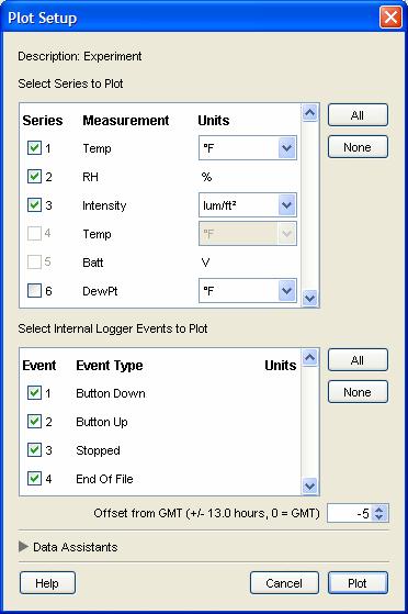 10. Review the settings on the Plot Setup dialog. The channels you enabled in step 2 should be checked, along with button and other events (if applicable). Click Plot. 11.