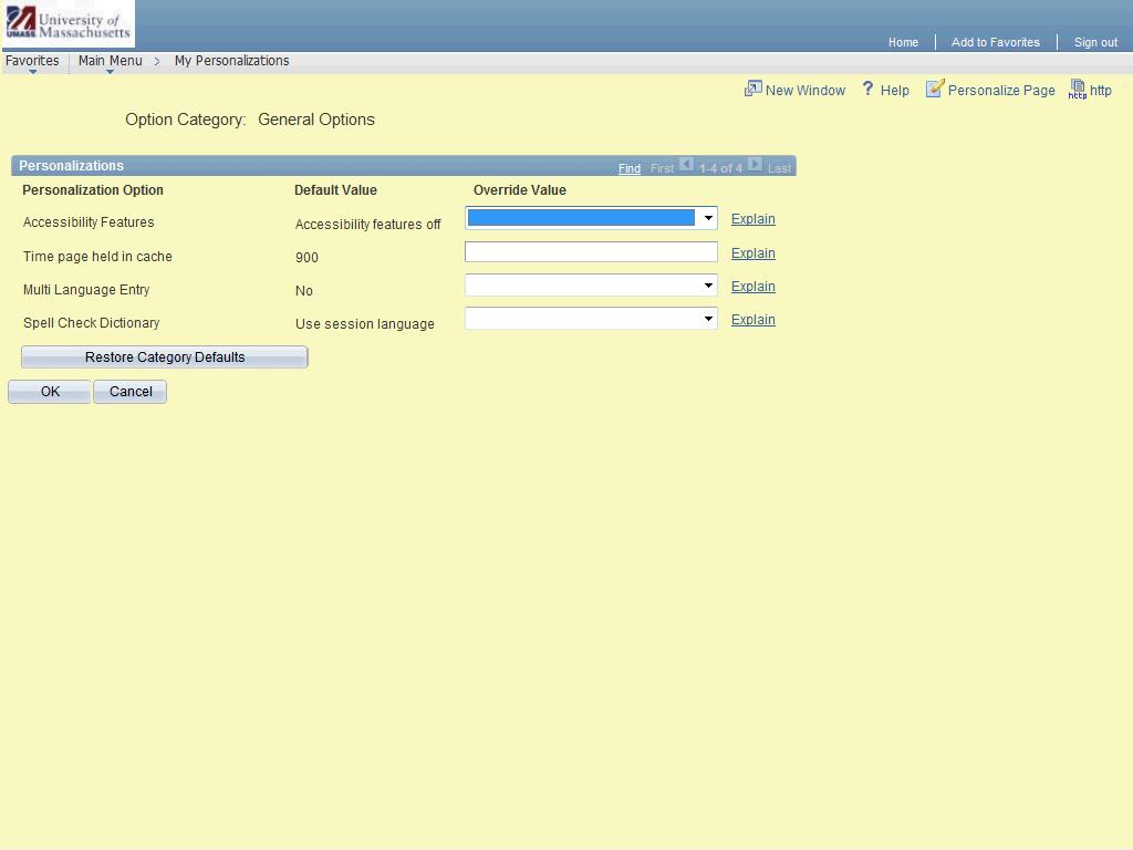 2. Click the Personalize General Options link. Image of General Options page. 3.