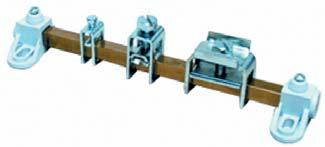 MORSETTIERA PERSONALIZZABILE / EQUIPOTENTIAL BONDING BAR per collegamenti equipotenziali componibili; morsetti in acciaio zincato. for modular equipotential bonding; galvanized steel clamps.