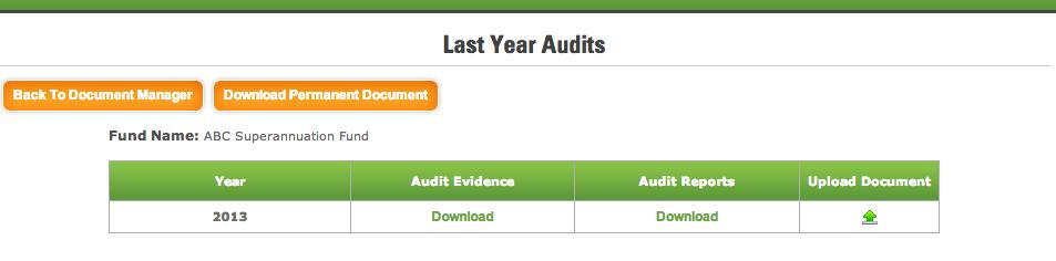 On Document Manager page click the year in Last Year Audited column against your fund name to go to Last Year Audits page. 2.
