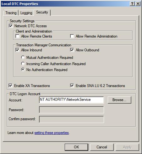 Installing and Upgrading Vantage Verifying DTC Service Settings 109 Figure 8.