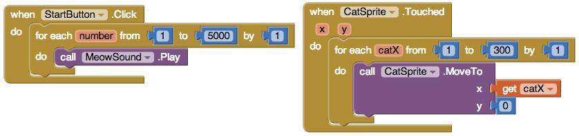Scratch is also an event-based blocks programming language, but has a multi-threaded model in which multiple events can be executing at the same time. In the Scratch program in Fig.
