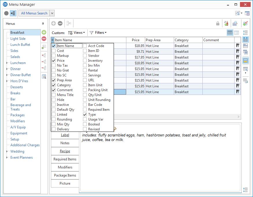 Unit 1: Menu Manager Setup Functions any selected columns will automatically shrink to fit in this window without the need to scroll horizontally. 3.