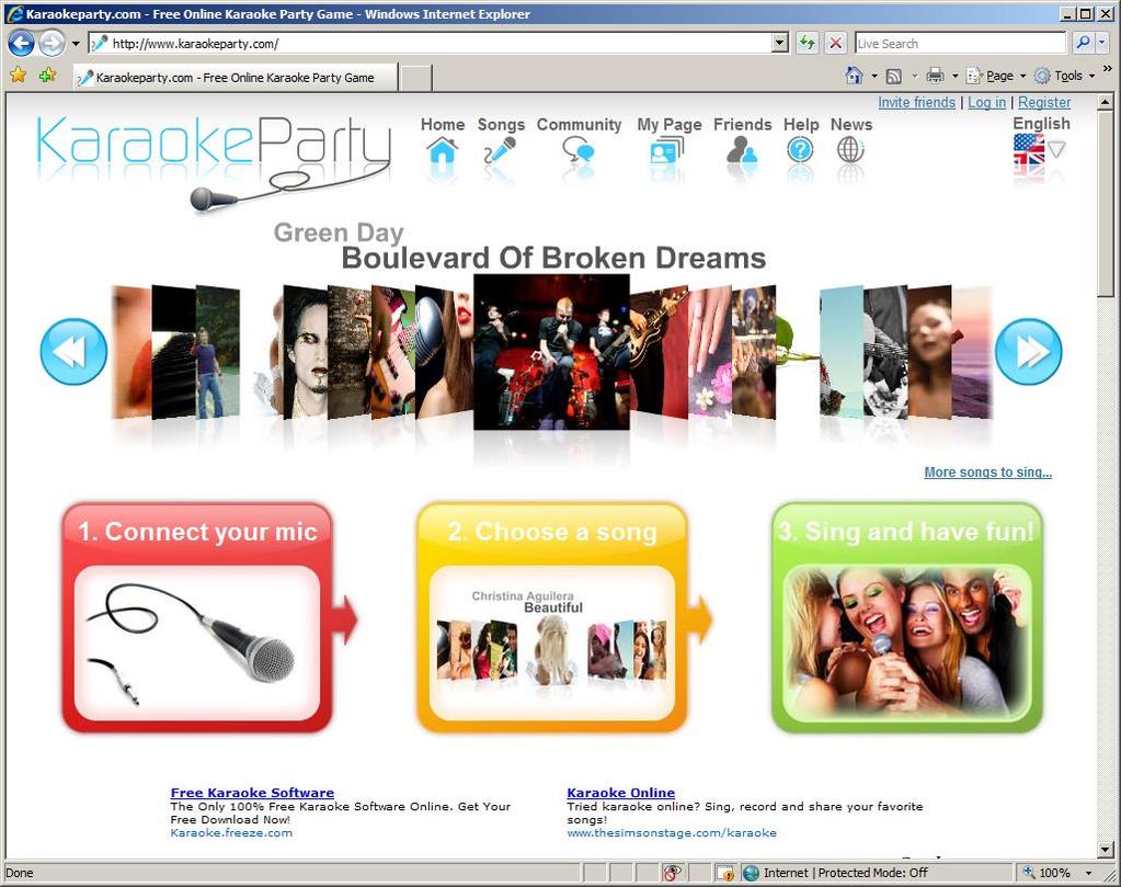 "KARAOKE PARTY" WEB SITE Another karaoke Web site that we love is located at http://www.karaokeparty.com They only have pop, rock, and soul tunes.