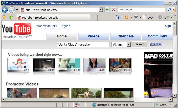 KARAOKE FROM "YOUTUBE" Yes, you can do karaoke from "YouTube"! Start "YouTube" at http://www.youtube.