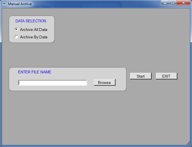 ARCHIVE ALL DATA To archive all data, simply enter a name and select a location for the archived file.