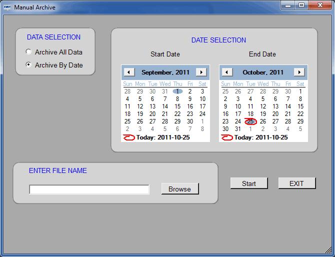 ARCHIVE BY DATE To archive by date, simply select the Start and End Dates for which you would like to archive.