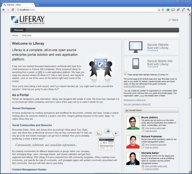Navigate to http://localhost:8080 web browser (in my case, Google Chrome) to verify Liferay Portal