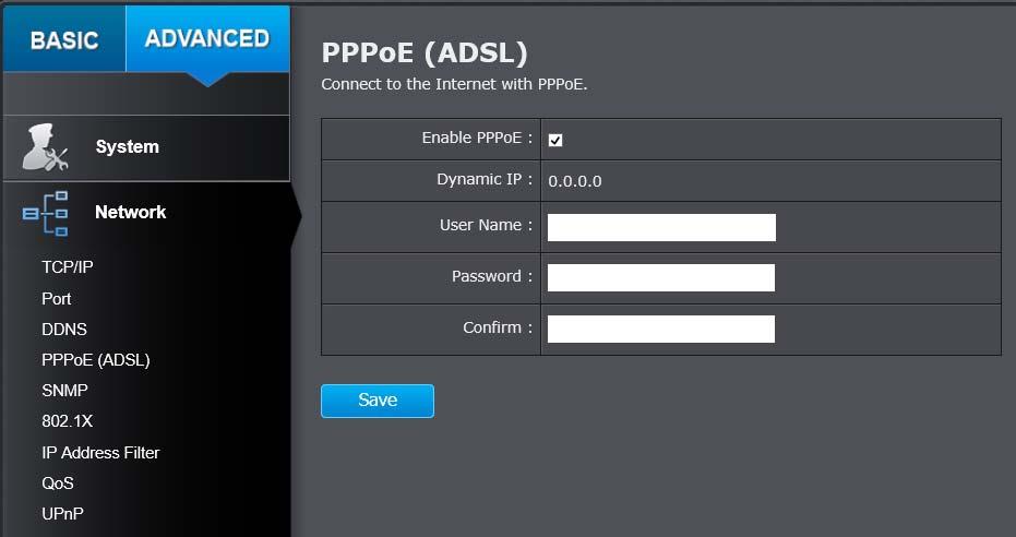 PPPoE Setup PPPoE (ADSL) connection to connect your camera with your ISP, Internet Service Provider.