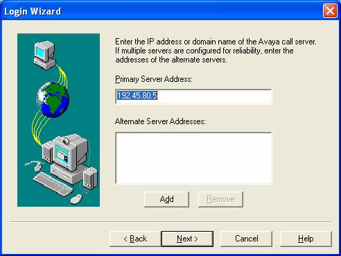 Type in the call server address in Primary Server Address and any Alternate Server