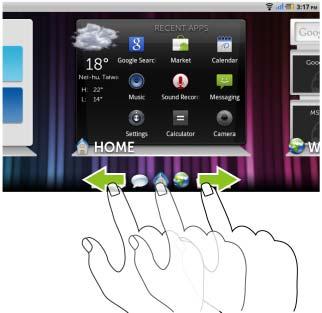 To control the Home screens using the thumbnails, either: Touch the corresponding thumbnail to go to the desired screen.