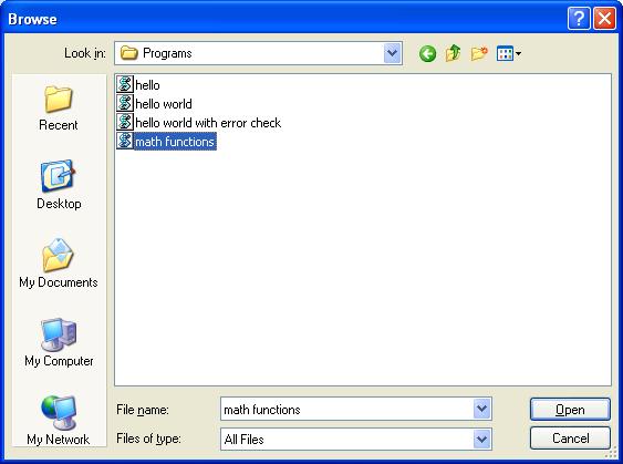 Running the Program After noting that the program is saved, press the Start button and pick Run on the Start menu.