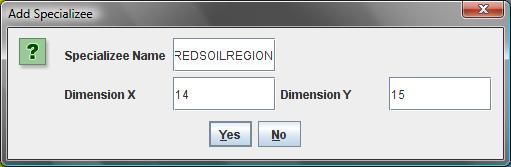 called REDSOILREGION by right clicking the SLOPE model in the ITM JTree and selecting Model Add Specializee and filling out the dialog shown in figure 51.