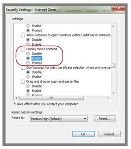 3. Select Internet from the Select a zone to view or change security settings box. Click the Custom Level button.