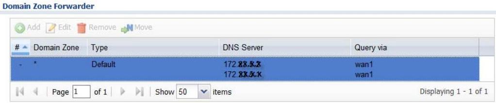 If your WAN IP was statically assigned the DNS settings will show N/A for the Default entry (the Default entry is