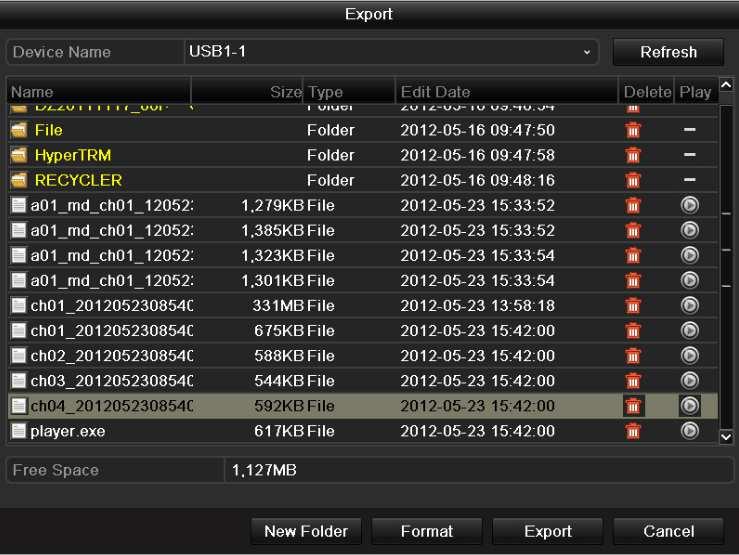 Figure 7.20 Export Video Clips Using USB Flash Drive finished. Stay in the Exporting interface until all record files are exported with pop-up message Export Figure 7.