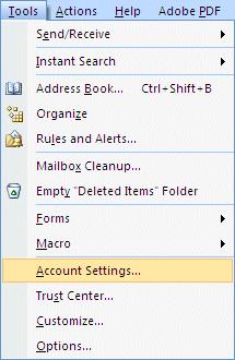 Instructions Microsoft Outlook 2007 Page 3 Step 1: Click on Tools in the main