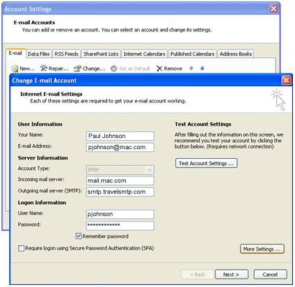 Step 2: Select your default e-mail account and click on the Change button.